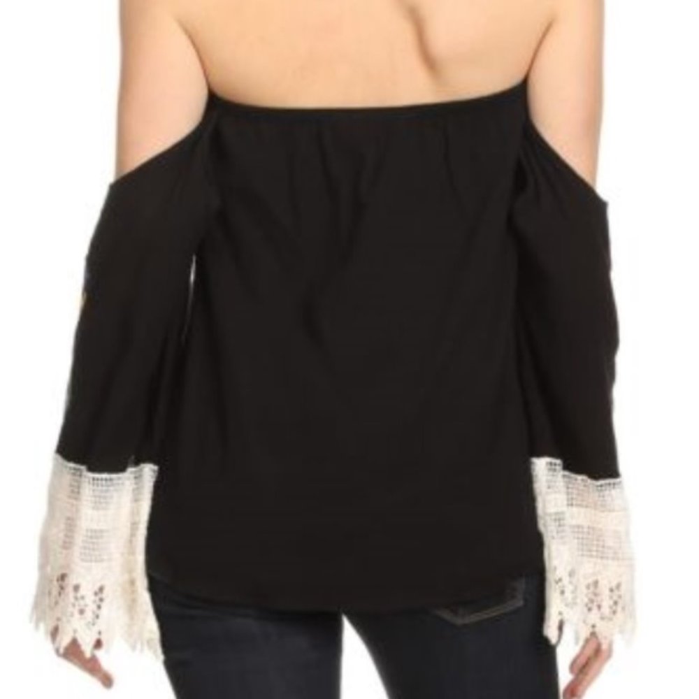 Black Off Shoulder Top - Picture 3 of 4